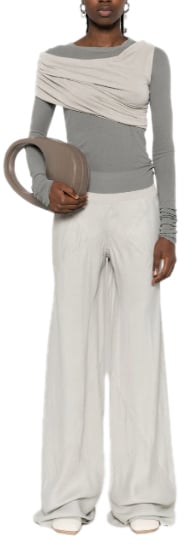 Rick Owens Cropped Rib Ls T Washed Indigo Grijs