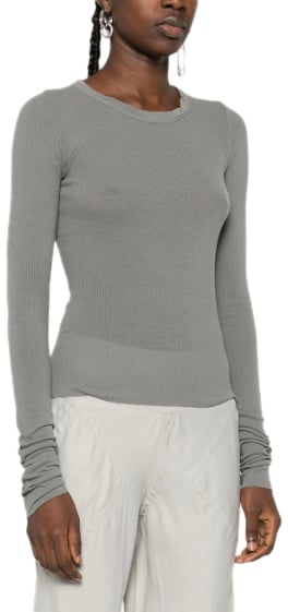 Rick Owens Cropped Rib Ls T Washed Indigo Grijs