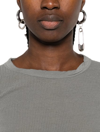 Rick Owens Cropped Rib Ls T Washed Indigo Grijs