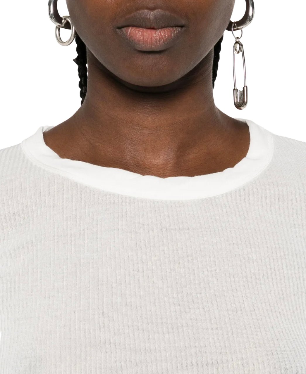 Rick Owens Cropped Rib Ls T Milk Wit