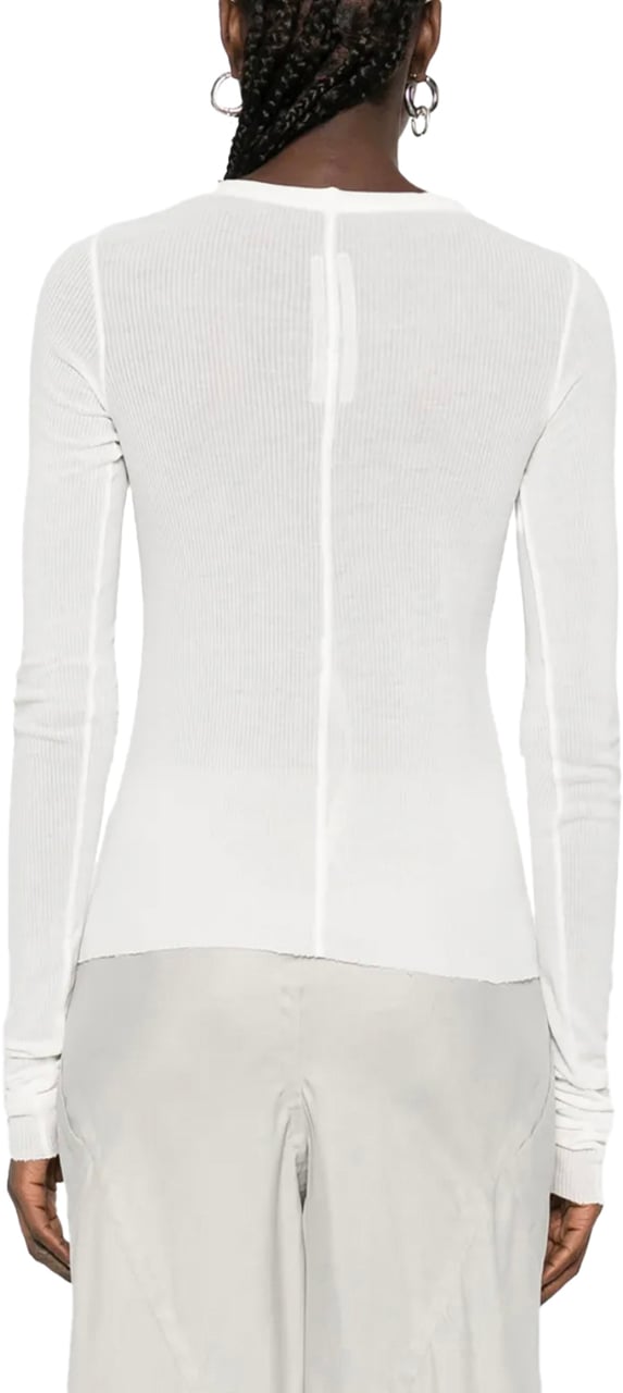 Rick Owens Cropped Rib Ls T Milk Wit