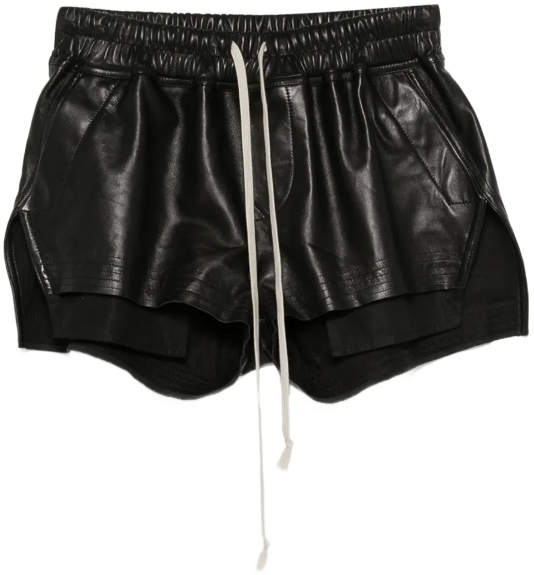 Rick Owens Shorts Leather Boxers Black Zwart