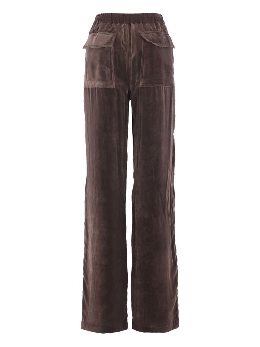 Rick Owens Black Dietrich Velour Wide-Leg Pants Zwart