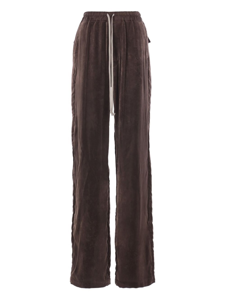 Rick Owens Black Dietrich Velour Wide-Leg Pants Zwart