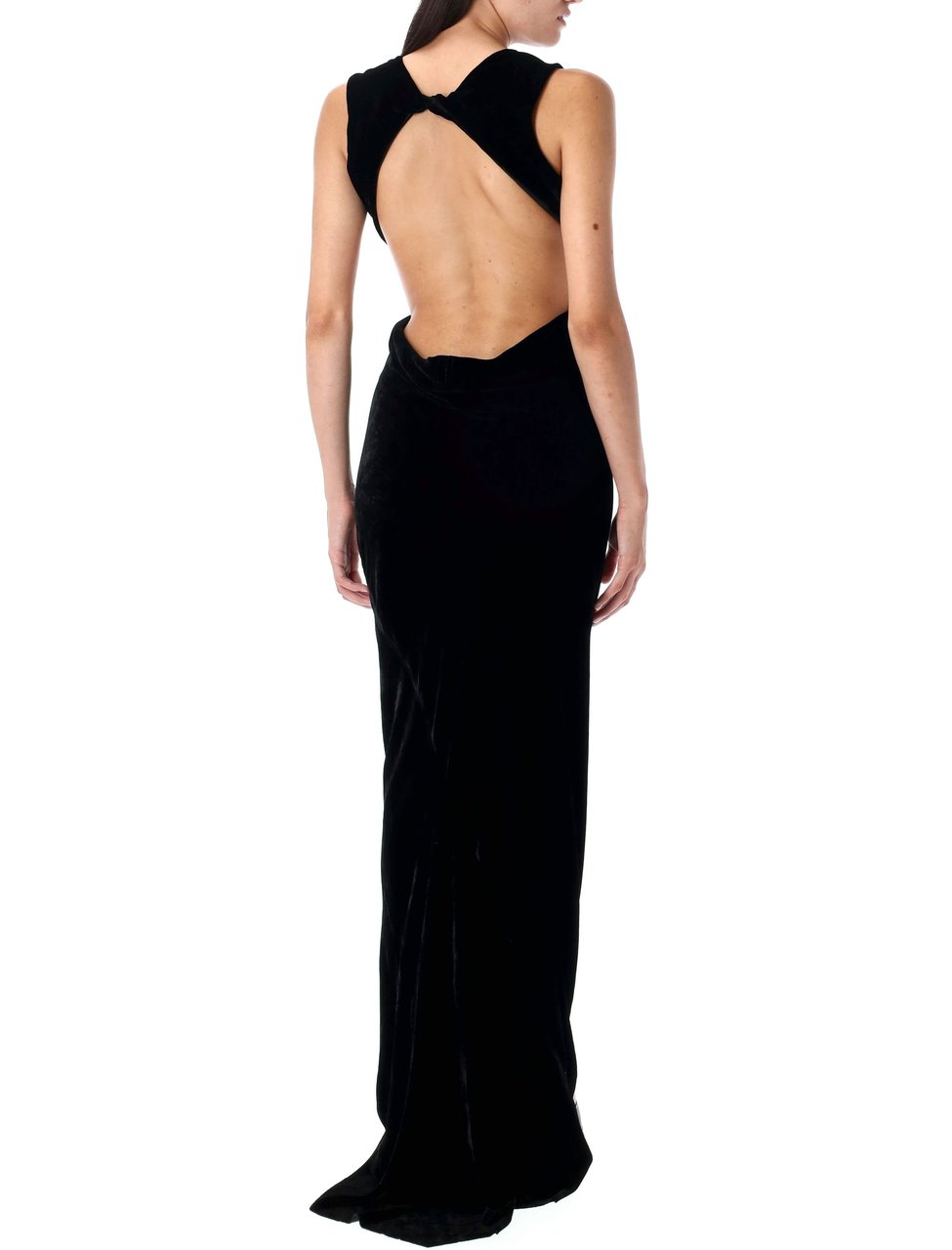 Rick Owens Open Back Cutout Evening Gown Zwart