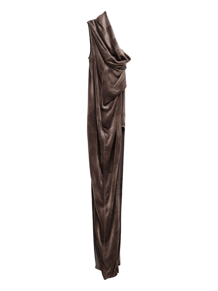 Rick Owens Black Athena Arrowhead Viscose-Silk Maxi Dress Zwart