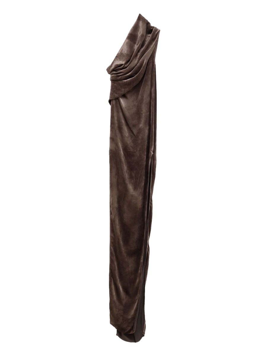 Rick Owens Black Athena Arrowhead Viscose-Silk Maxi Dress Zwart