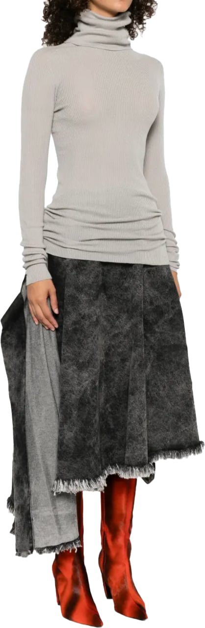 Rick Owens Ribbed Ls Tube Pearl Grijs