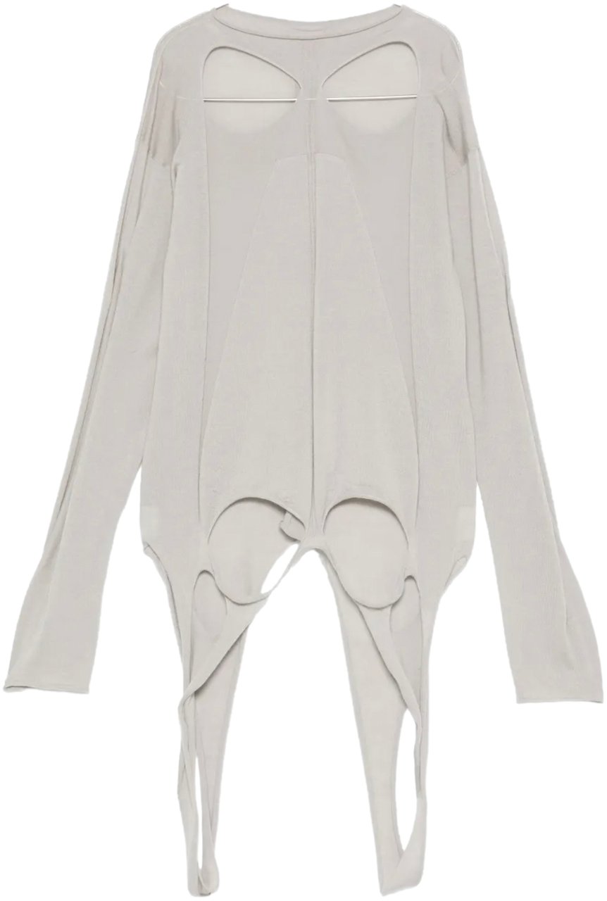 Rick Owens Slashed Oversized Pull Pearl Grijs