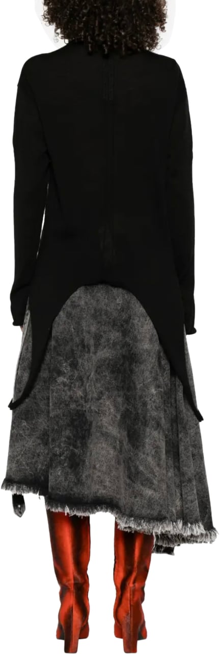 Rick Owens Slashed Oversized Pull Black Zwart