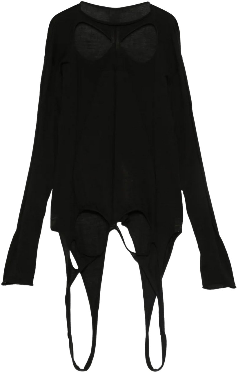 Rick Owens Slashed Oversized Pull Black Zwart