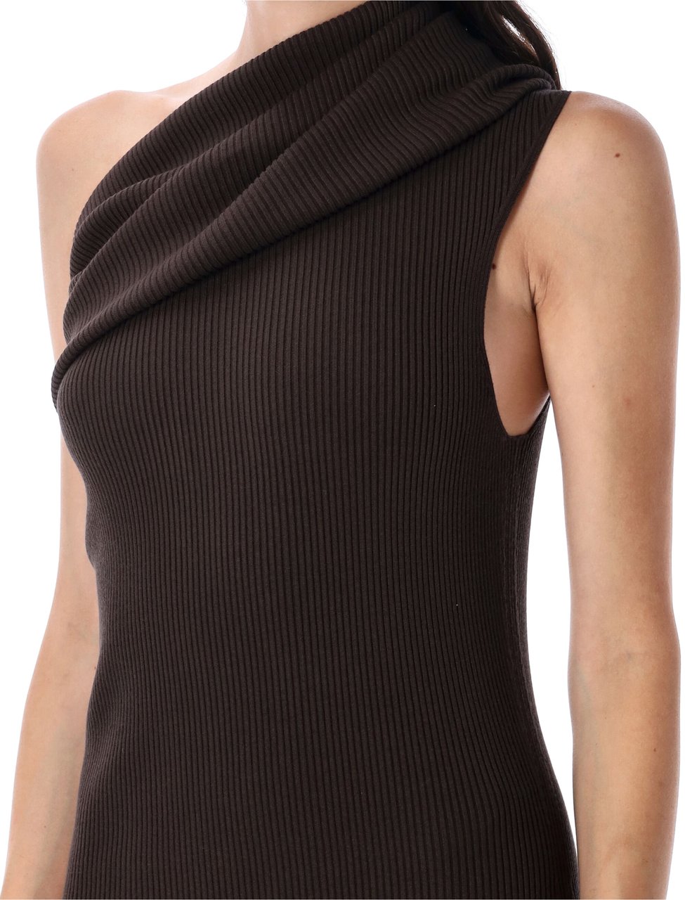 Rick Owens Athena One Shoulder Draped Maxi Dress Zwart