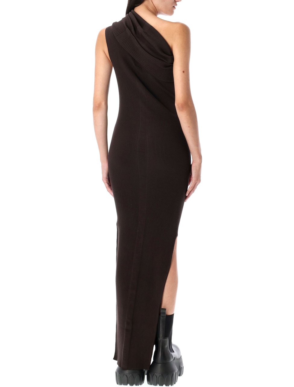 Rick Owens Athena One Shoulder Draped Maxi Dress Zwart