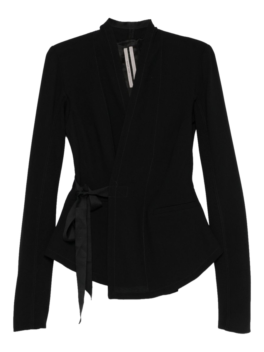 Rick Owens Black Hollywood Wrap-Style Wool Blazer Zwart