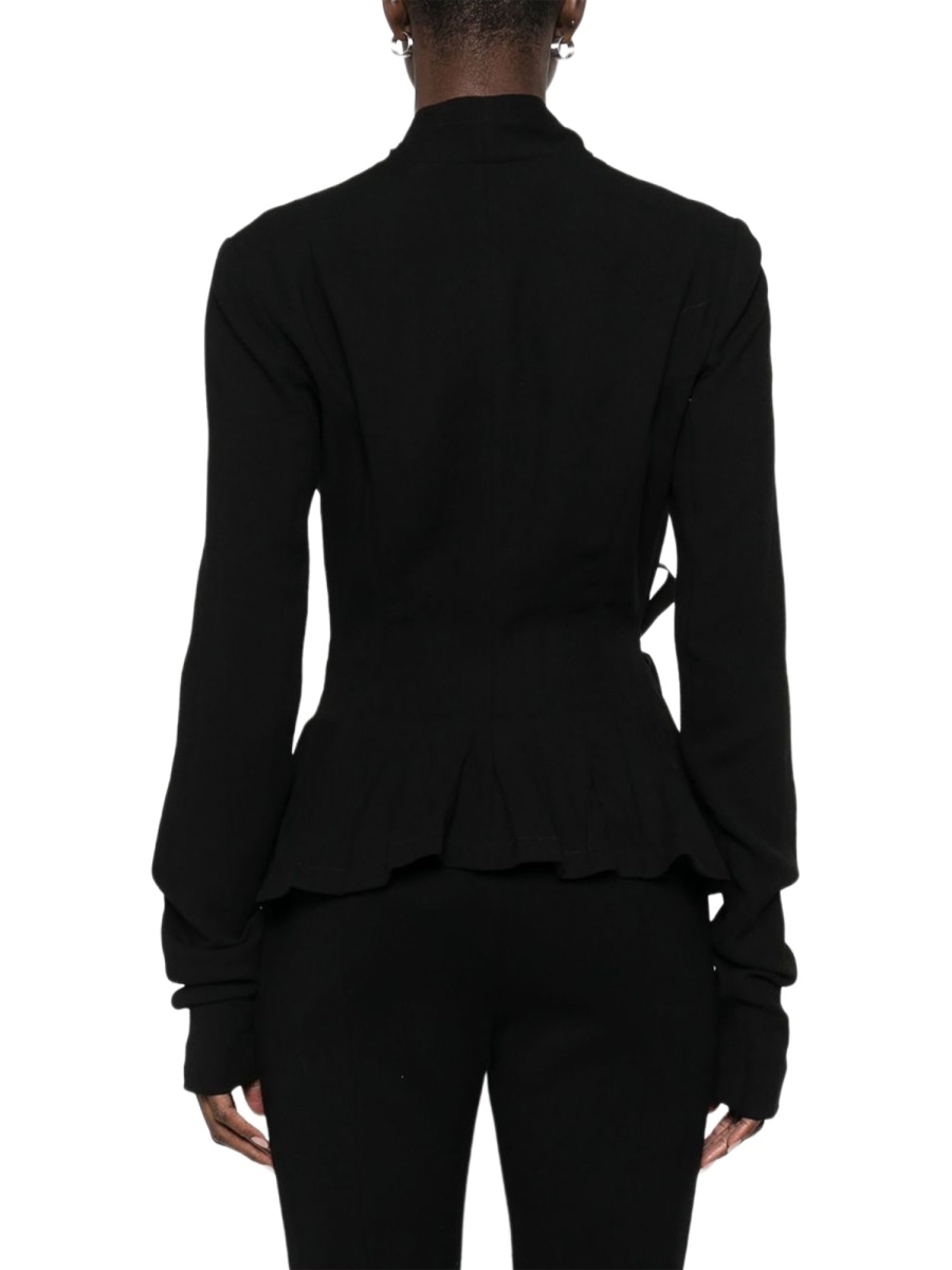 Rick Owens Black Hollywood Wrap-Style Wool Blazer Zwart
