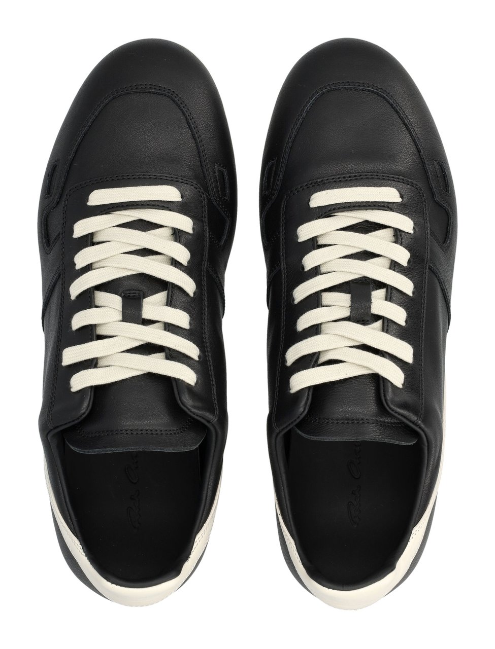Rick Owens Minimal Black White Accent Sneakers Zwart