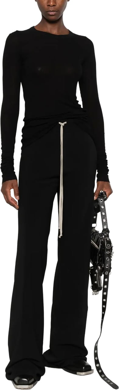 Rick Owens T-shirt Rib Ls T Black Zwart