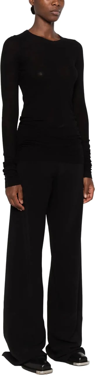 Rick Owens T-shirt Rib Ls T Black Zwart