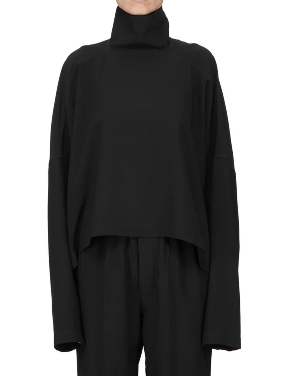 Rick Owens Jumbo Tabard Boxy Cropped Turtleneck Zwart