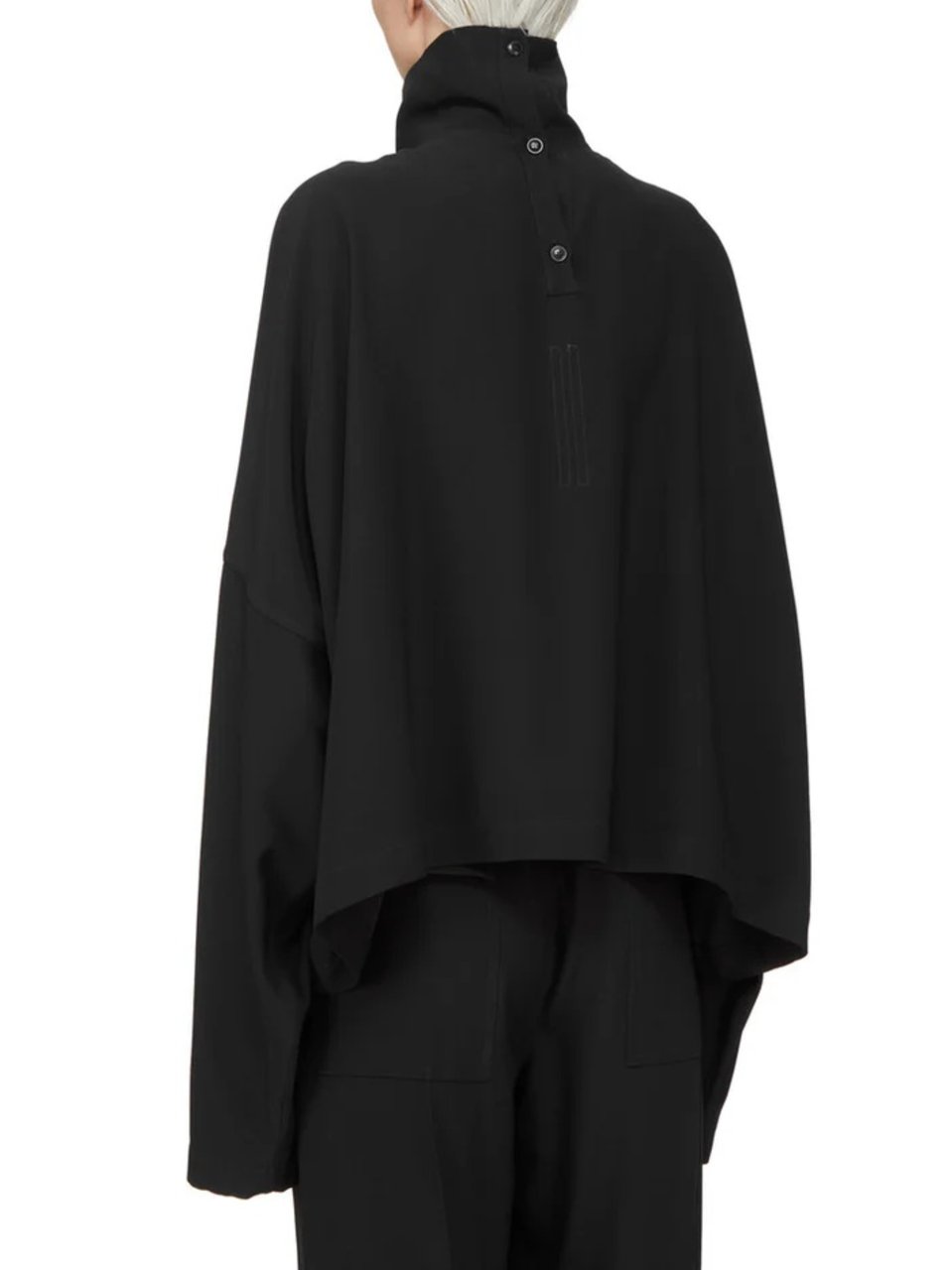 Rick Owens Jumbo Tabard Boxy Cropped Turtleneck Zwart
