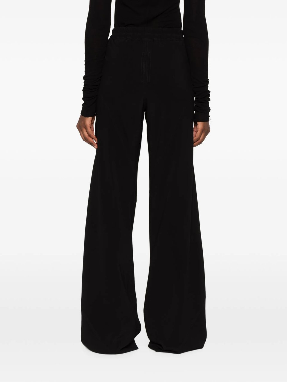 Rick Owens Wide-Leg Pants With Adjustable Drawstring And Flared Silhouette Zwart
