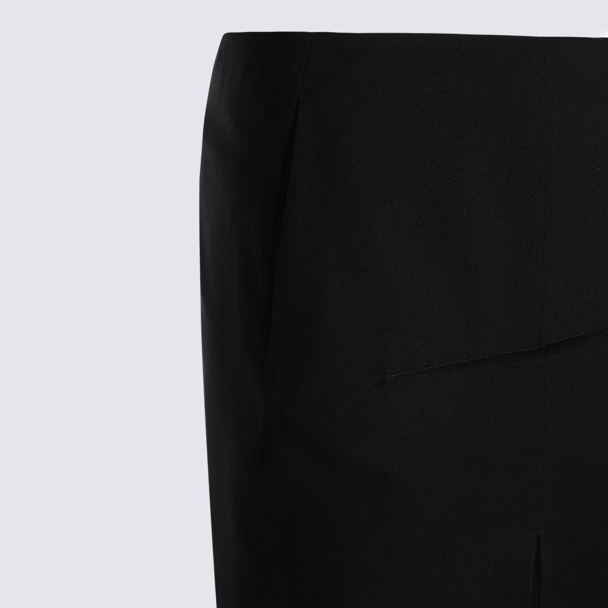Rick Owens High-Waisted Midi Skirt with Front Center Slit Zwart