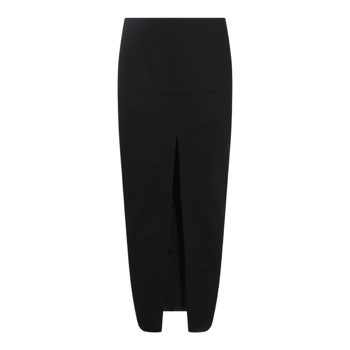 Rick Owens High-Waisted Midi Skirt with Front Center Slit Zwart