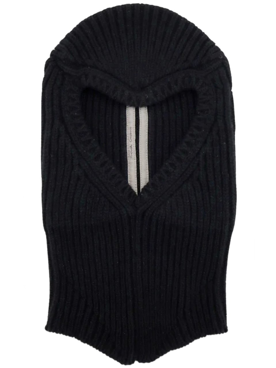 Rick Owens Ribbed Knit Balaclava With Heart-Shaped Cutout Zwart