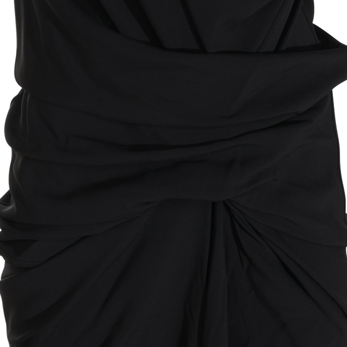 Rick Owens Black Viscose Midi Dress With Deep Heart Neckline And Asymmetrical Hem Zwart