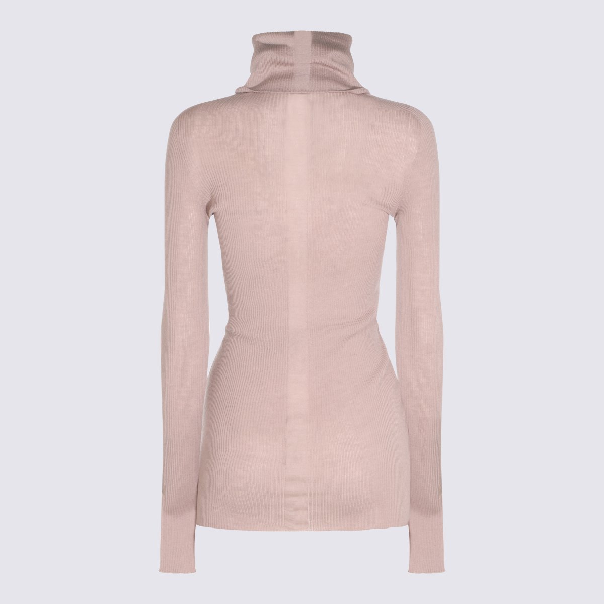 Rick Owens Fitted Silhouette Sweater With Turtleneck And Ribbed Texture Roze