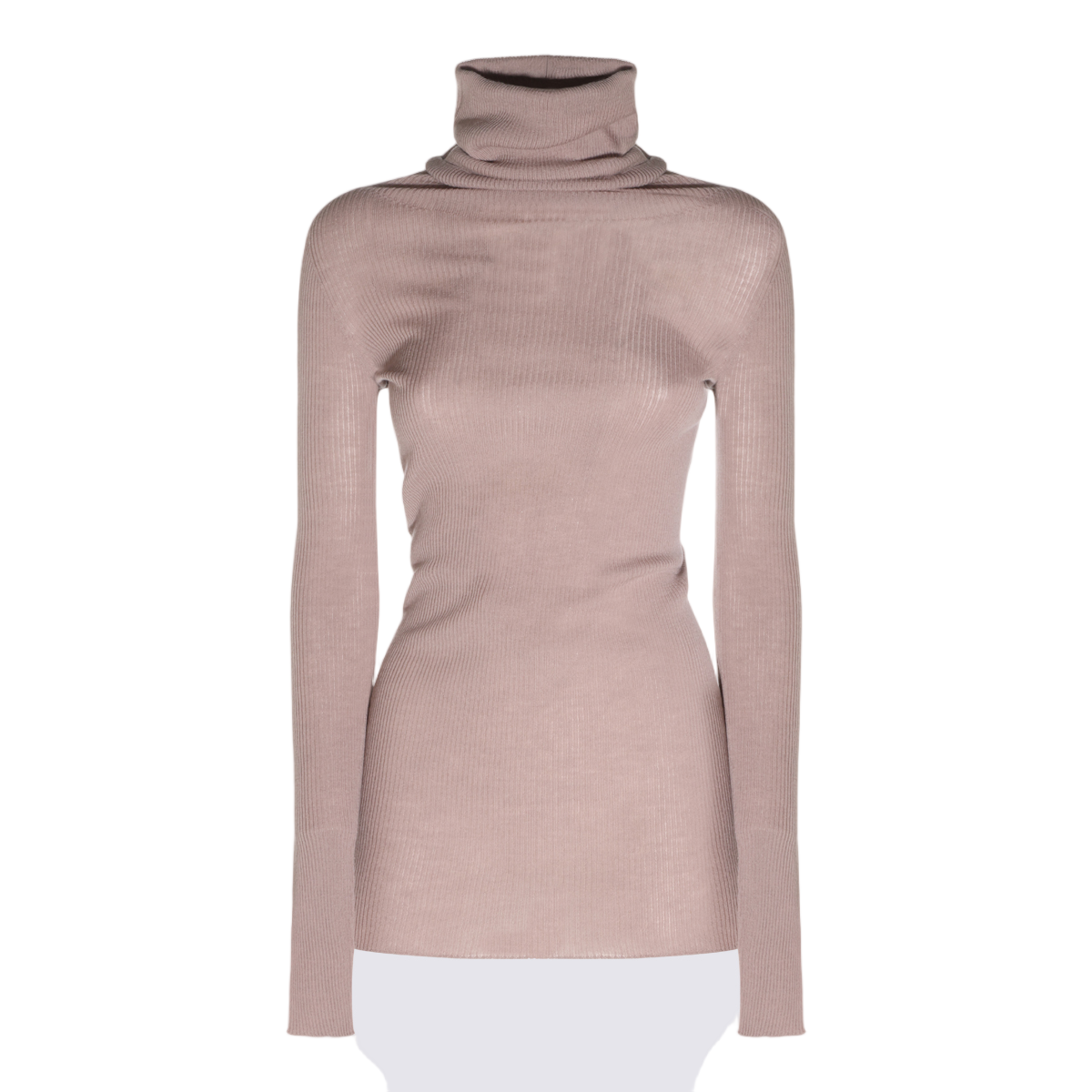 Rick Owens Fitted Silhouette Sweater With Turtleneck And Ribbed Texture Roze