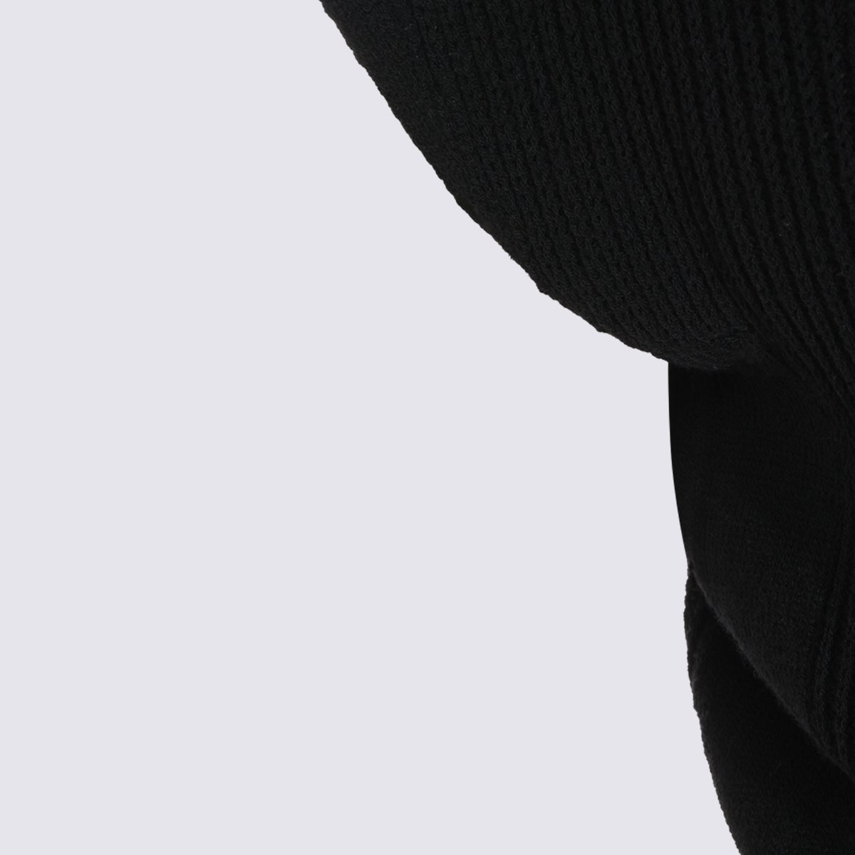 Rick Owens Cropped Black Sweater With High Turtleneck And Ribbed Texture Zwart