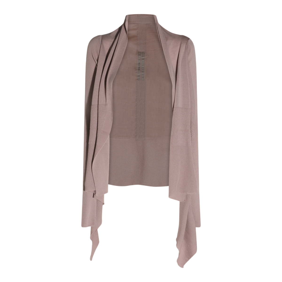 Rick Owens Draped Open Front Sweater with Asymmetrical Hem Neutraal