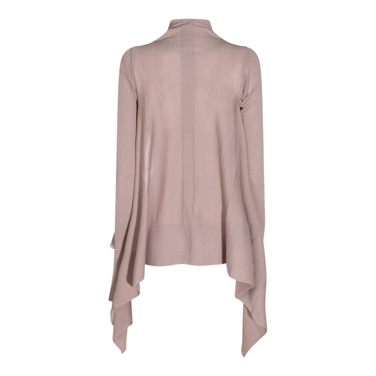 Rick Owens Draped Open Front Sweater with Asymmetrical Hem Neutraal
