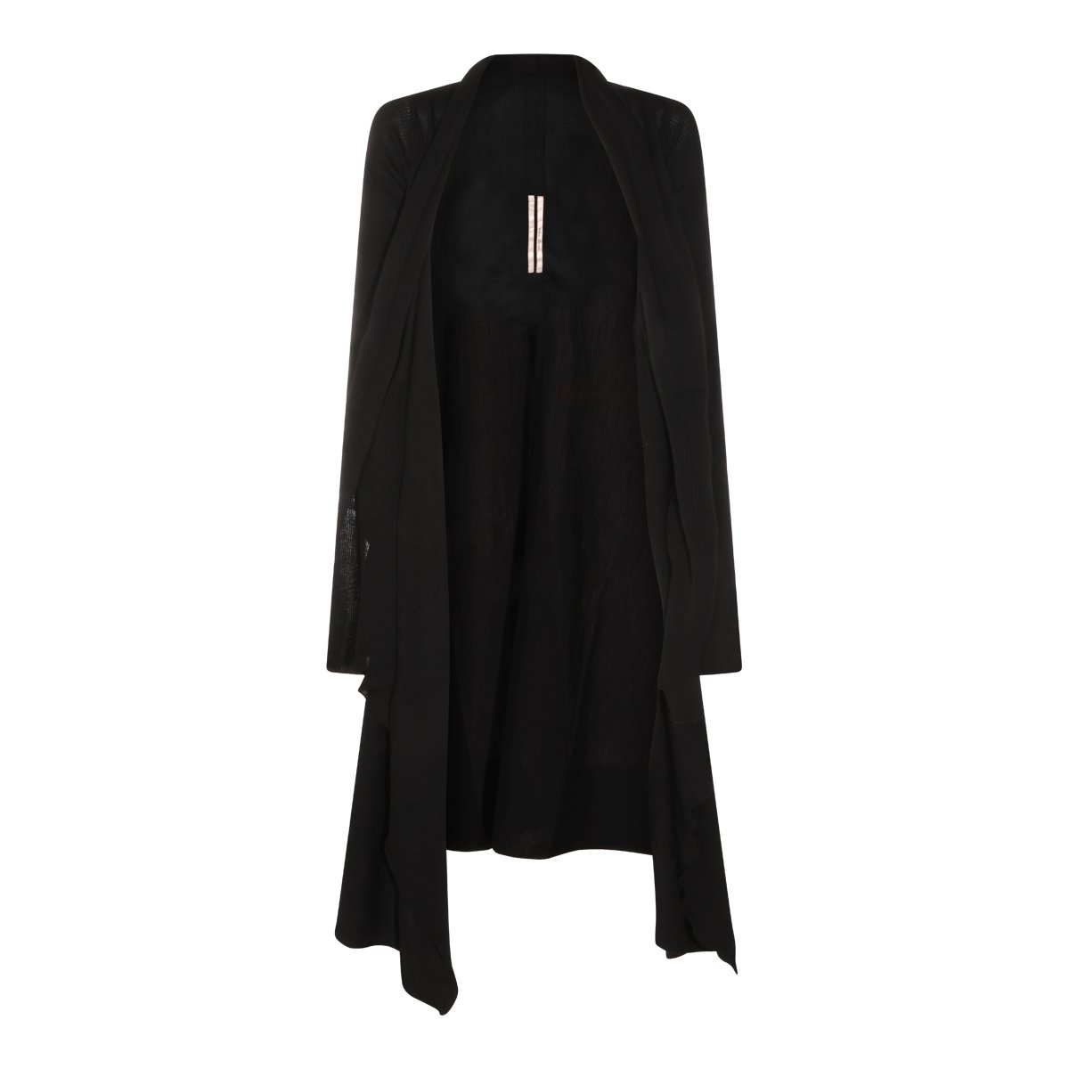 Rick Owens Long Ribbed Black Knit Sweater with Open Front Design Zwart
