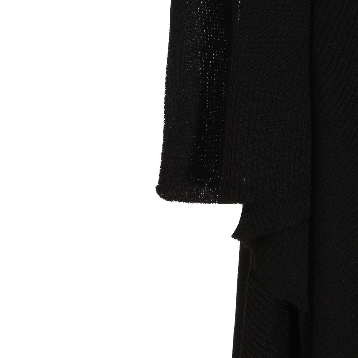 Rick Owens Long Ribbed Black Knit Sweater with Open Front Design Zwart