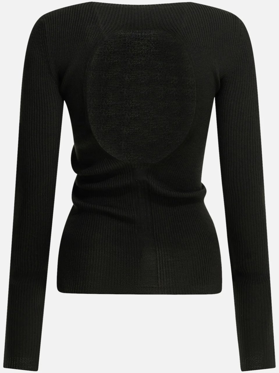Rick Owens Fitted Black Long-Sleeved Top With Sheer Panel Detail Zwart