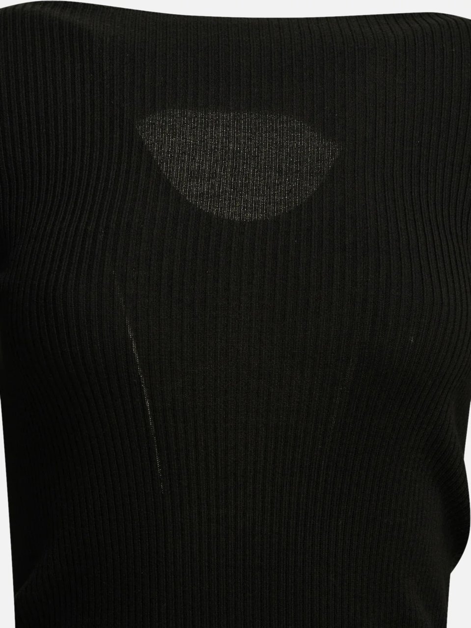 Rick Owens Fitted Black Long-Sleeved Top With Sheer Panel Detail Zwart