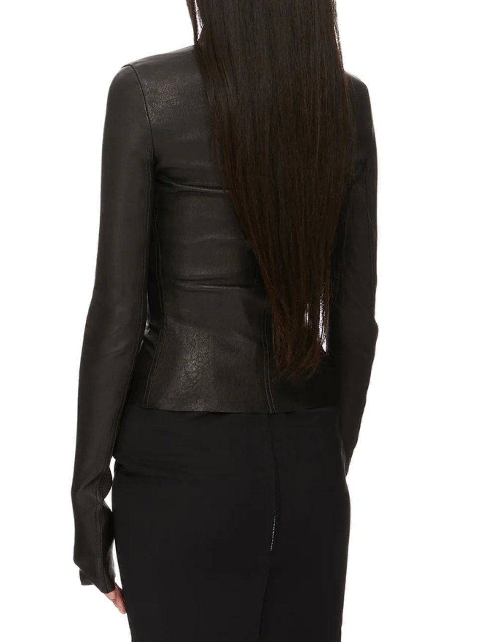 Rick Owens Gary Black Fitted Leather Jacket Zwart