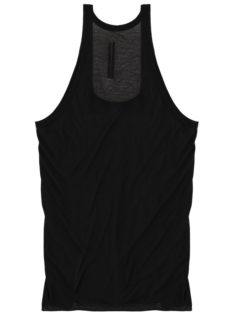 Rick Owens White Cotton Deep Scoop Tank Top Zwart