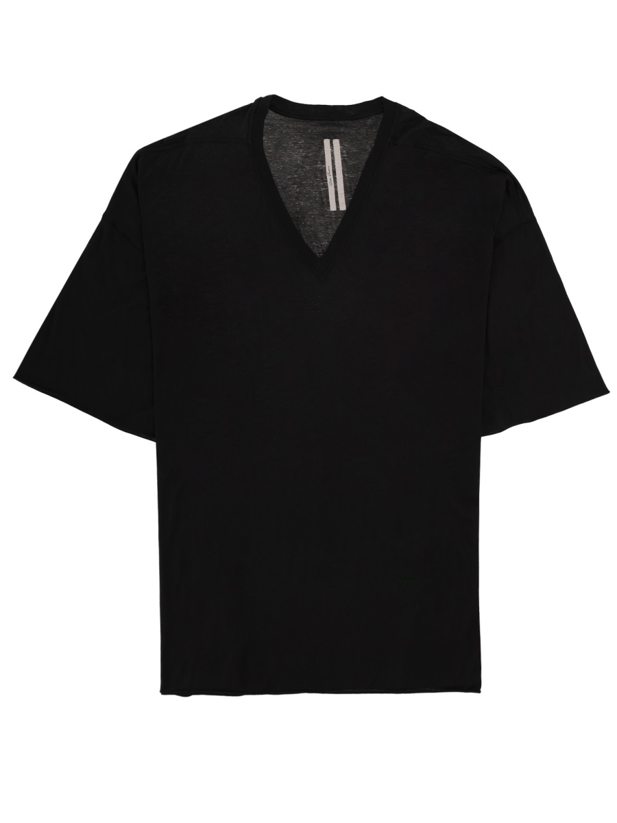 Rick Owens Tommy Black V-Neck T-Shirt Zwart
