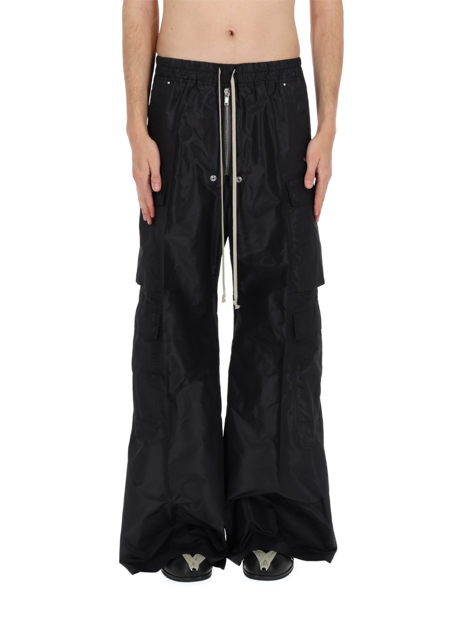 Rick Owens Silk Wide-Leg Cargo Pants Zwart
