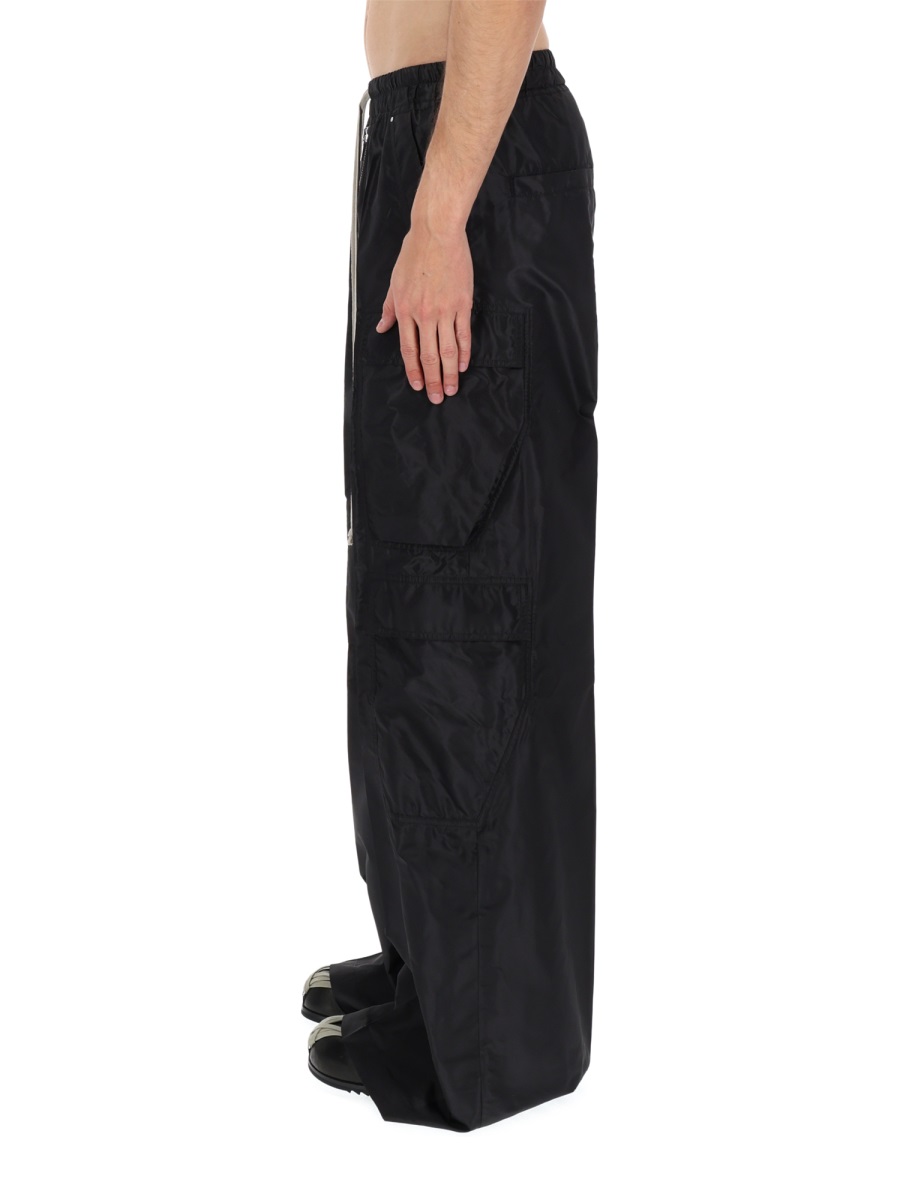 Rick Owens Silk Wide-Leg Cargo Pants Zwart