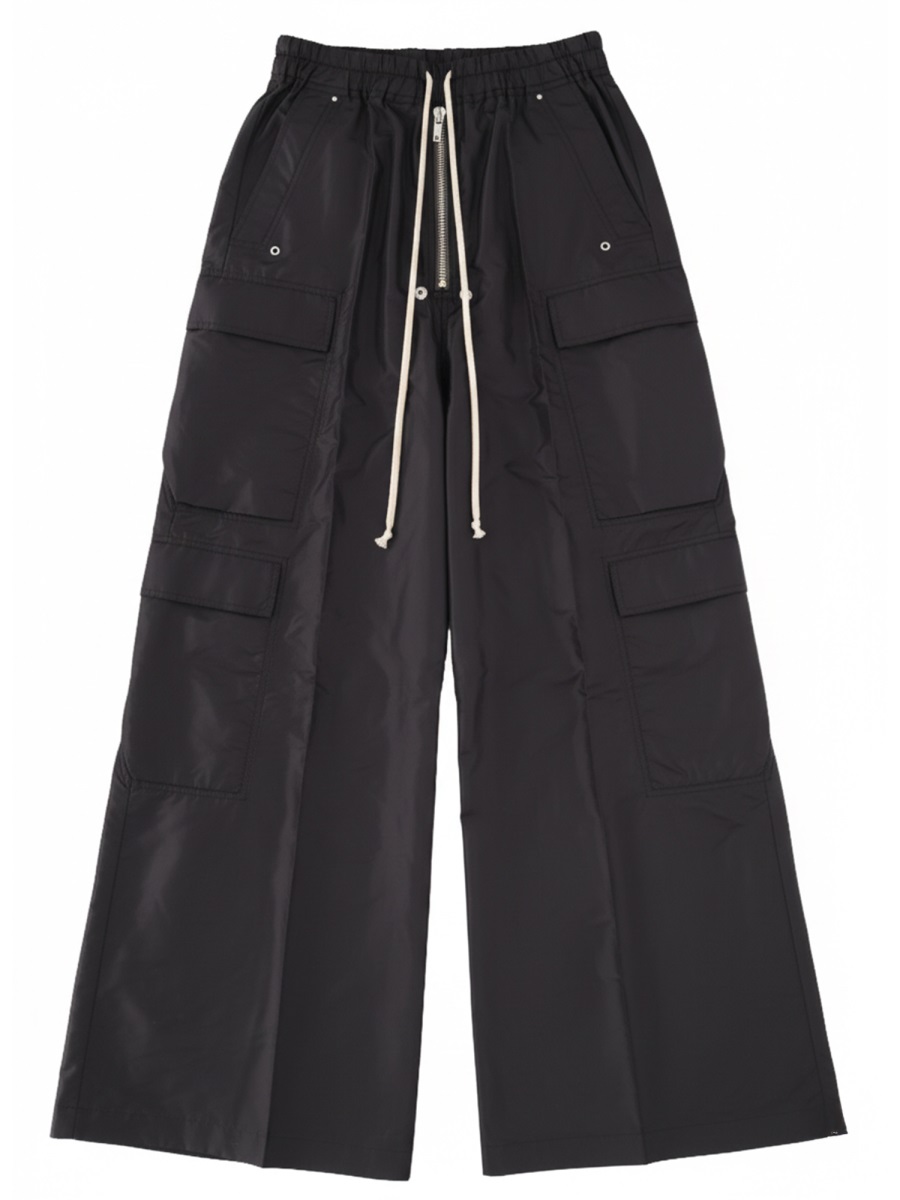 Rick Owens Silk Wide-Leg Cargo Pants Zwart