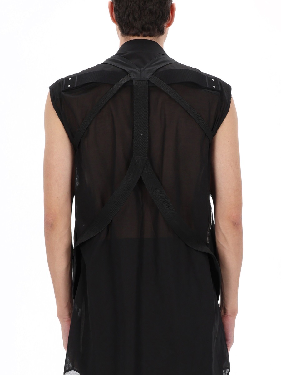 Rick Owens Neutral Bauhaus Harness Back Zippered Vest Zwart