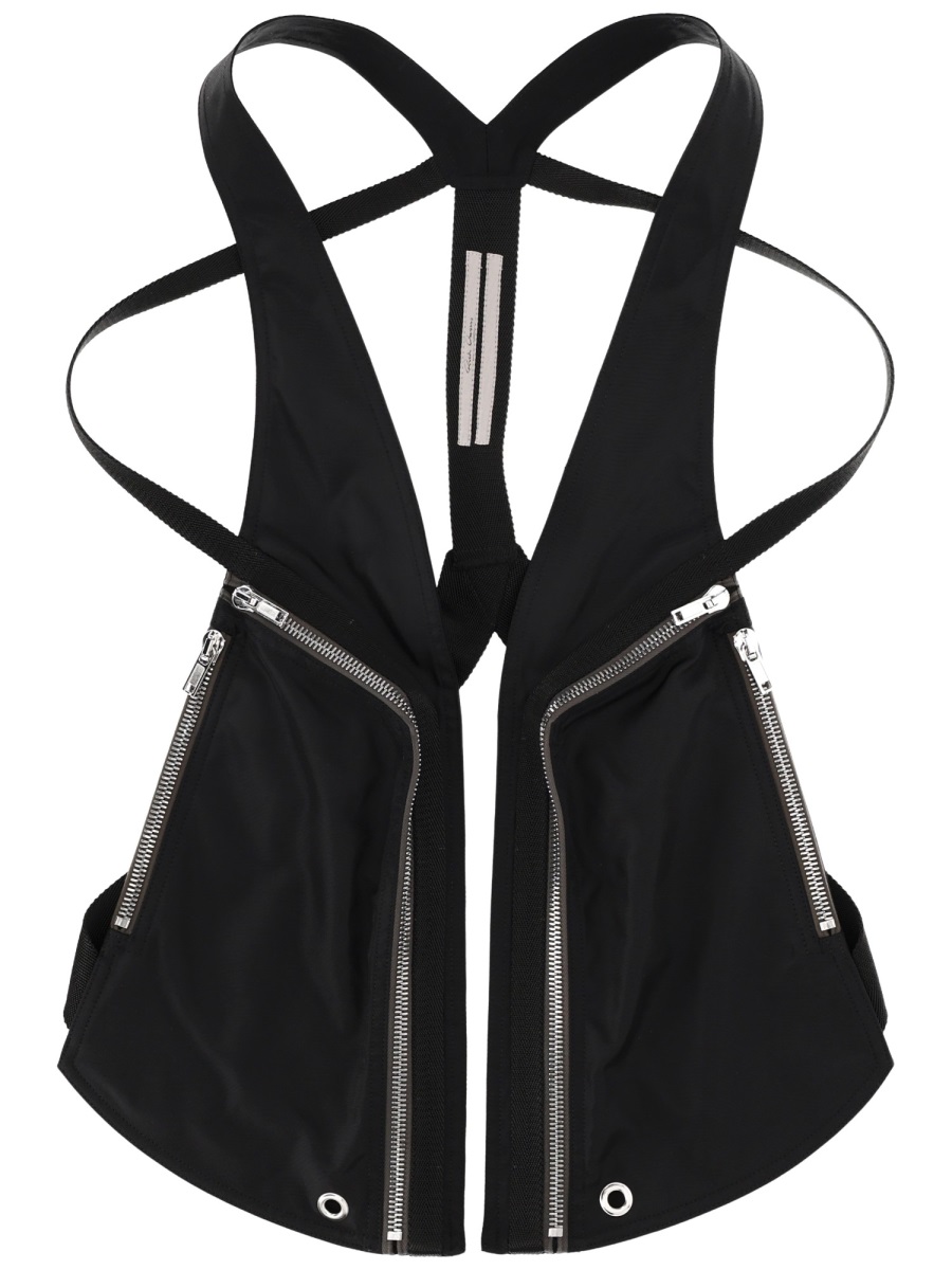 Rick Owens Neutral Bauhaus Harness Back Zippered Vest Zwart