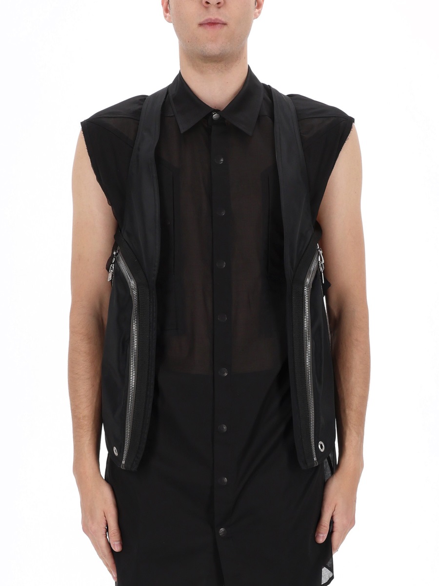 Rick Owens Neutral Bauhaus Harness Back Zippered Vest Zwart