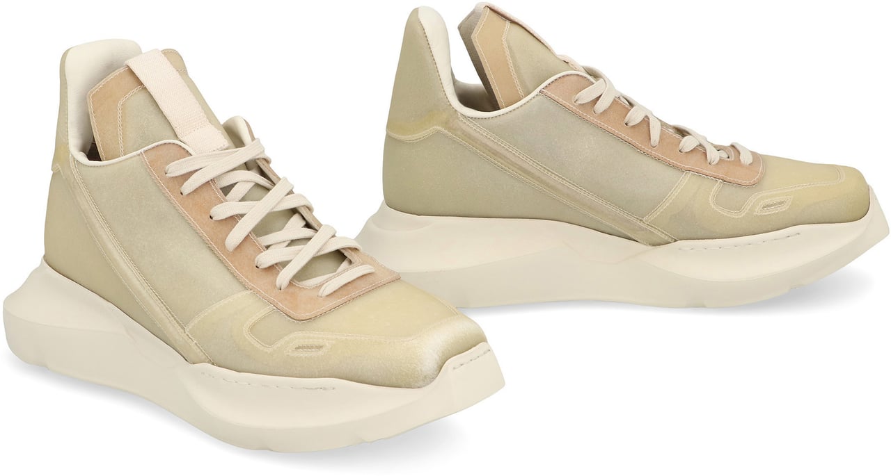 Rick Owens Geth leather high-top sneakers Beige
