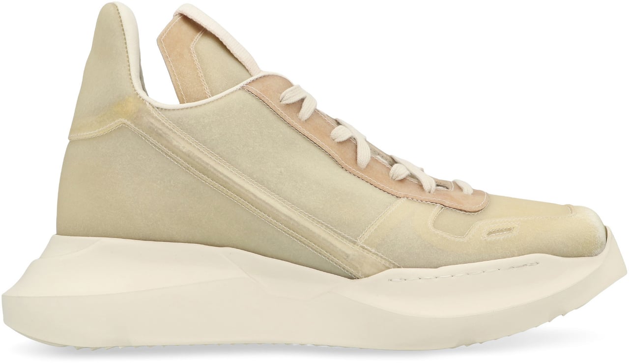 Rick Owens Geth leather high-top sneakers Beige