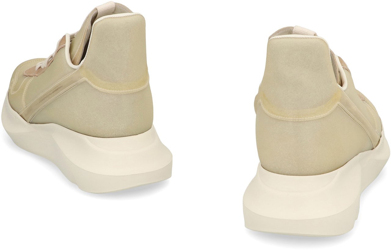 Rick Owens Geth leather high-top sneakers Beige